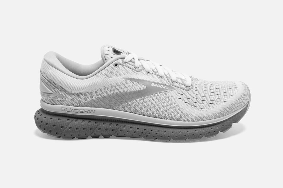 Brooks Israel Glycerin 18 Road Running Shoes Womens - White/Grey - DWC-476231